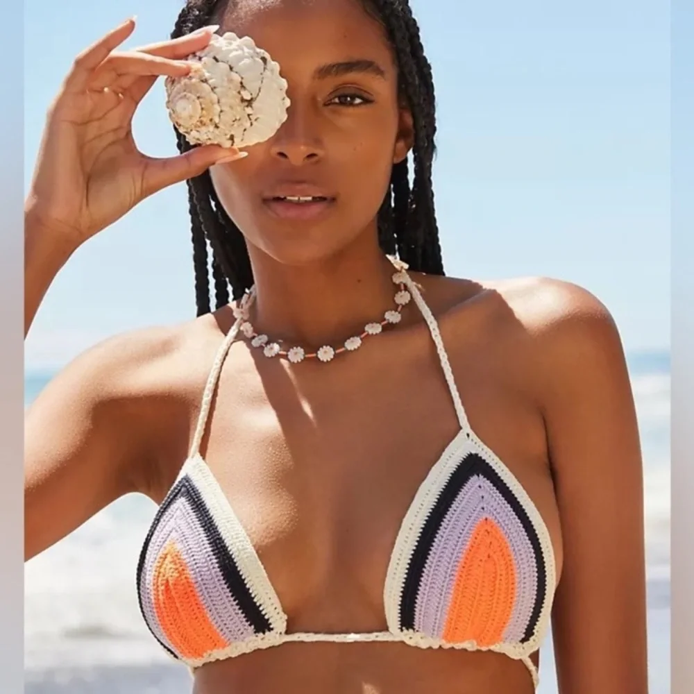 MAAJI Crochet Top - Boho Balty Neon Triangle Bikini Top - M